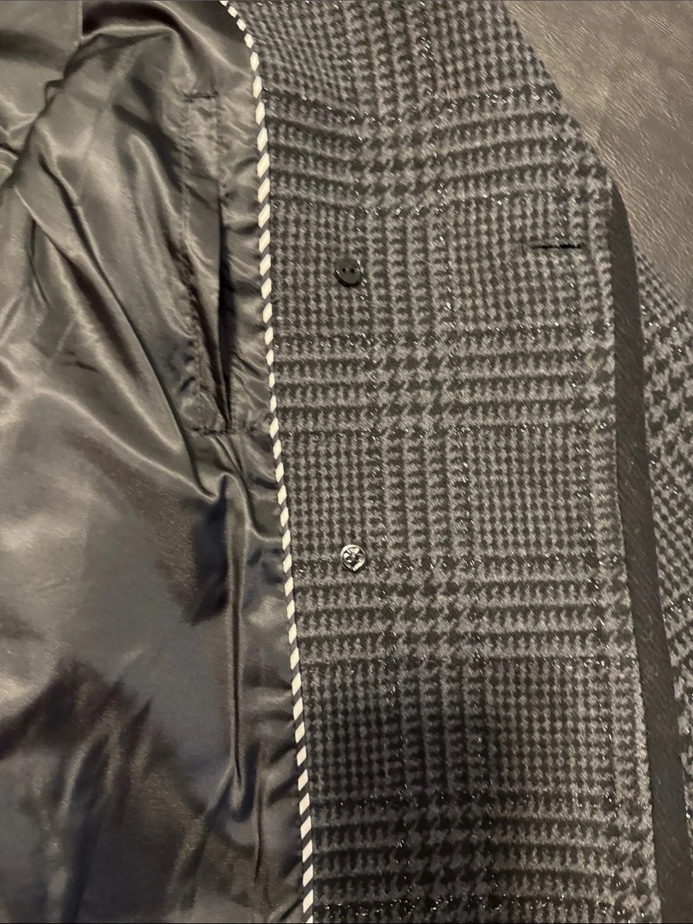 kate spade Gray & Black Plaid Double-Breasted Peacoat